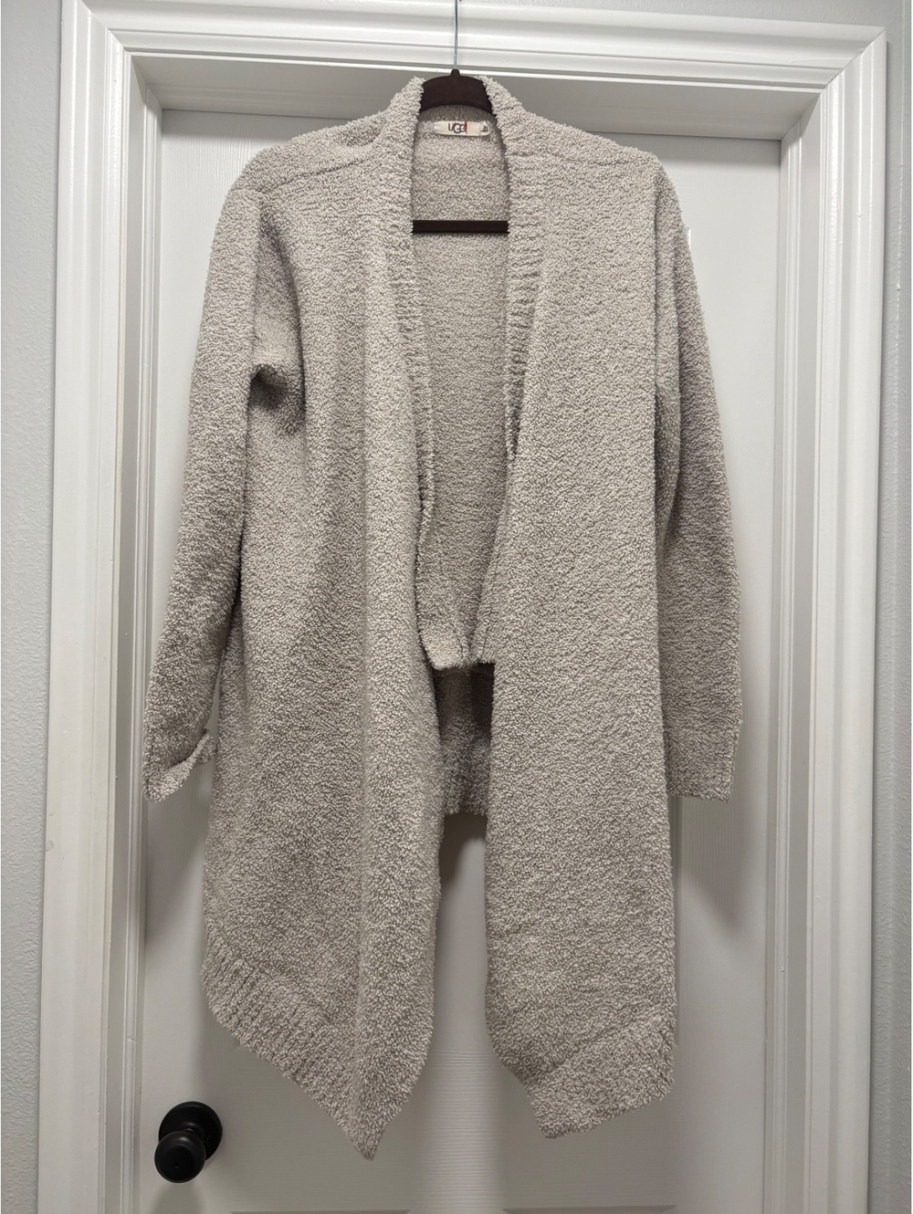 UGG Cozy Beige Open Front Cardigan Sweater with Pockets Size L